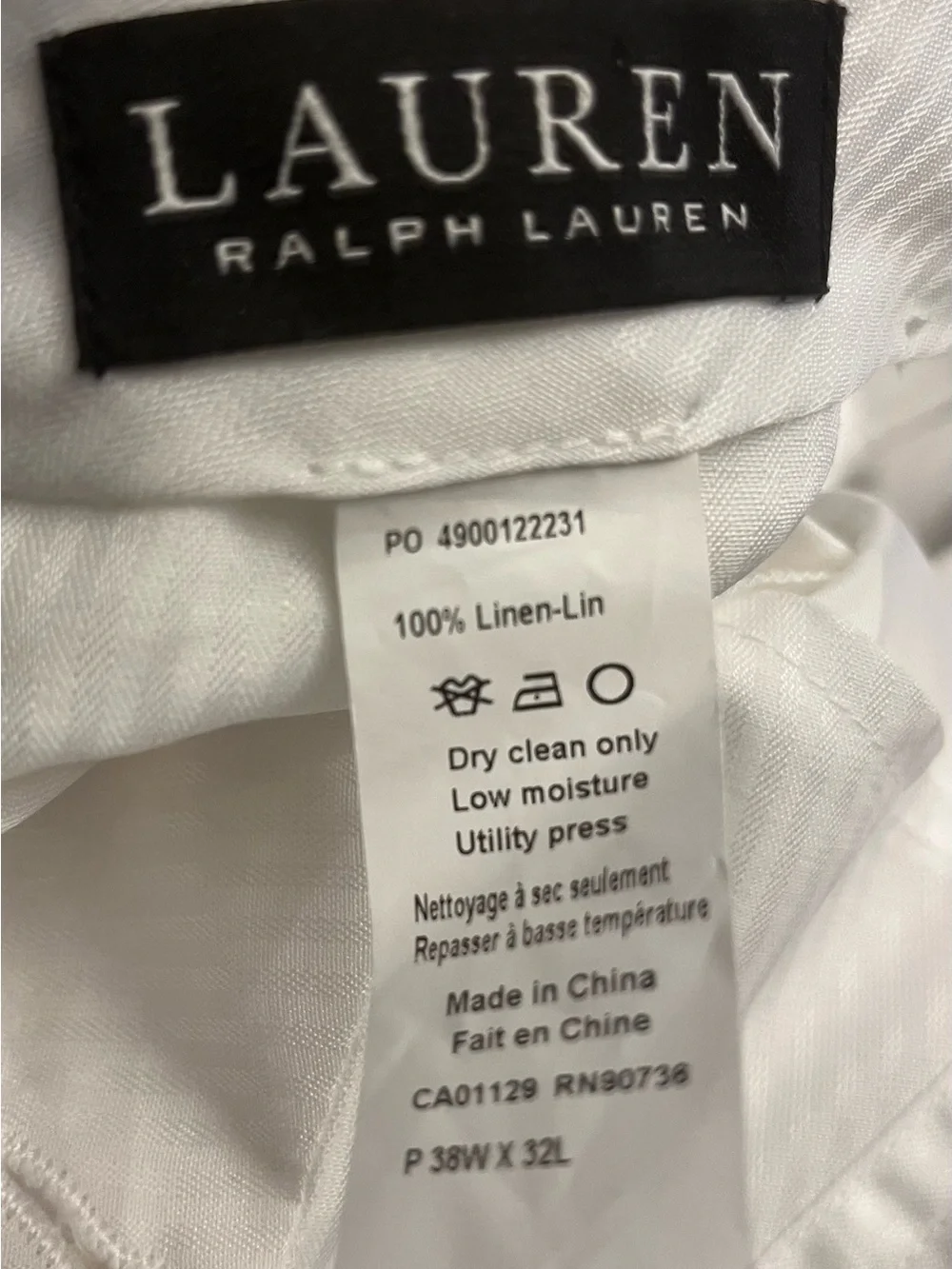 Ralph Lauren Men’s Edgewood White Linen Dress Trousers - Straight Leg